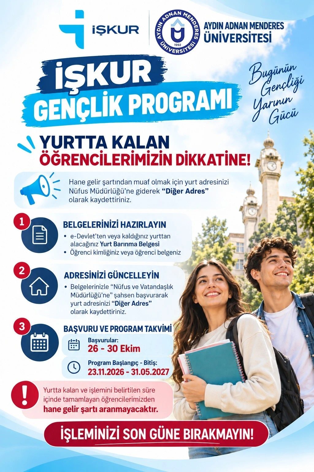 ADÜ'de 2 bin 505 öğrenci İŞKUR Gençlik Programı'ndan yararlanacak
