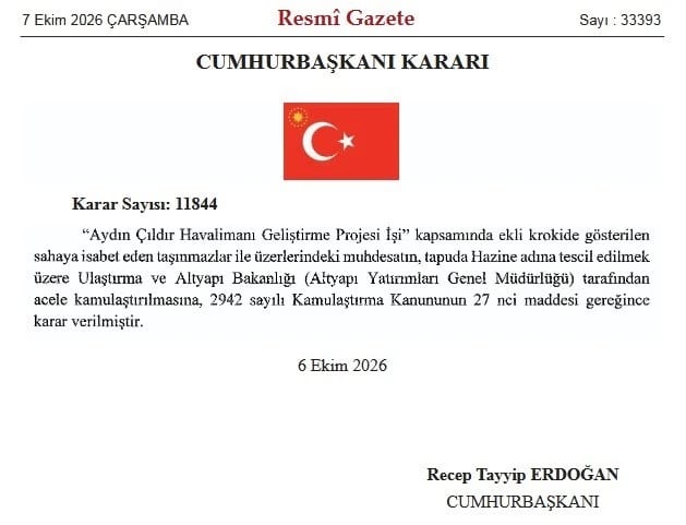 Aydın Çıldır Havalimanı için acele kamulaştırma kararı