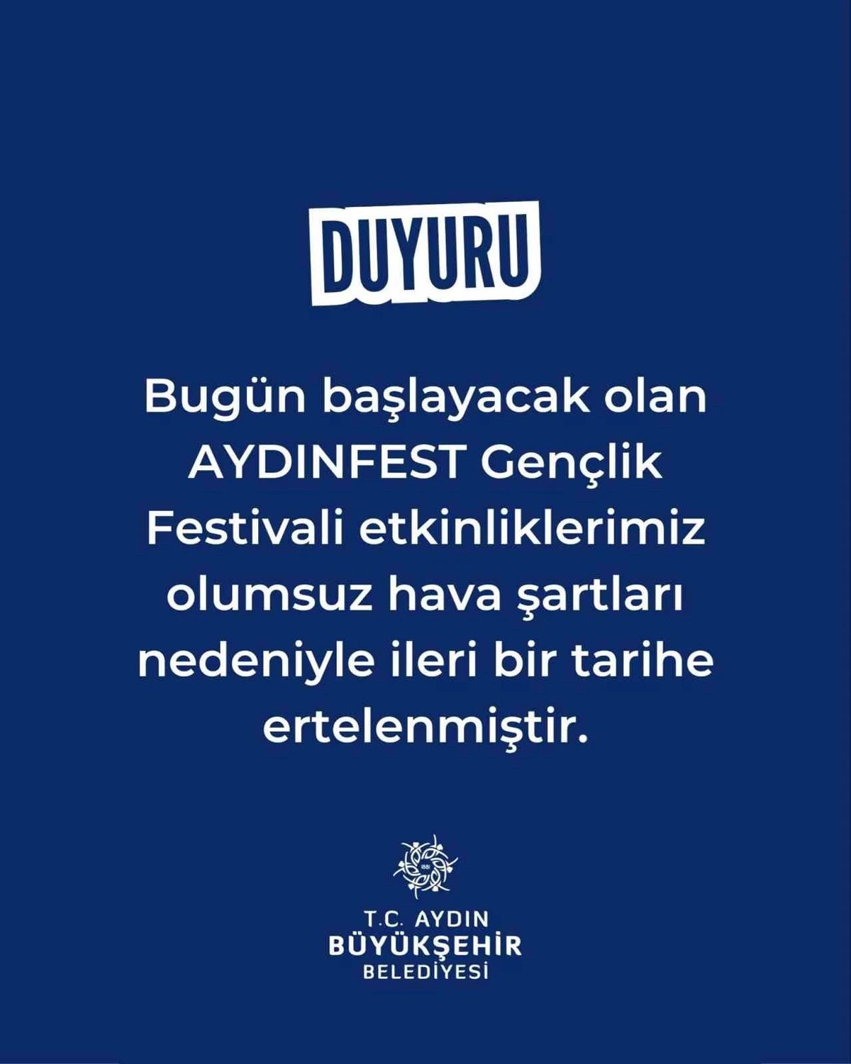 Aydınfest Gençlik Festivali ertelendi, Color Party etkinliği iptal edildi