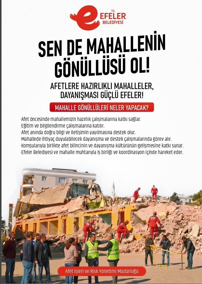 Efeler’de afet gönüllülüğü başlıyor