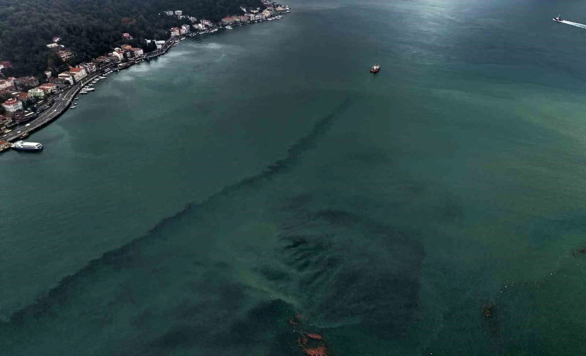 İstanbul’da yağmurun etkisiyle denizin rengi değişti: Boğaz’daki renk değişimi havadan görüntülendi