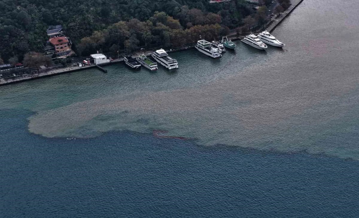 İstanbul’da yağmurun etkisiyle denizin rengi değişti: Boğaz’daki renk değişimi havadan görüntülendi
