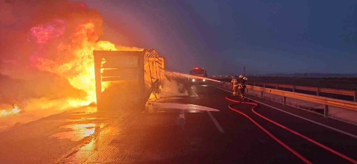 Mardin’de yağ yüklü tırın dorsesinde çıkan yangın söndürüldü