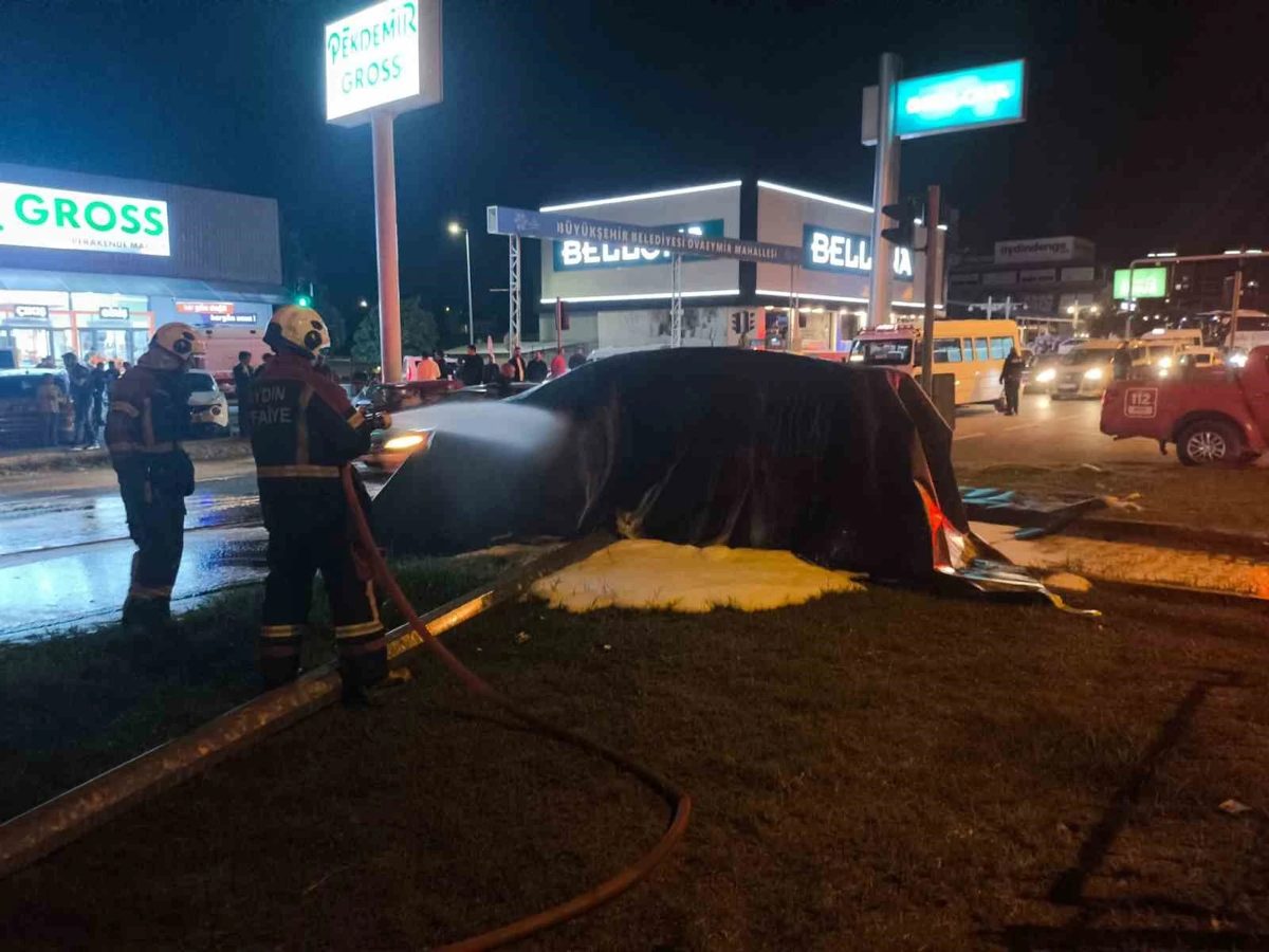 Tırla çarpışan elektrikli Tesla alev aldı, sürücü hafif yaralandı