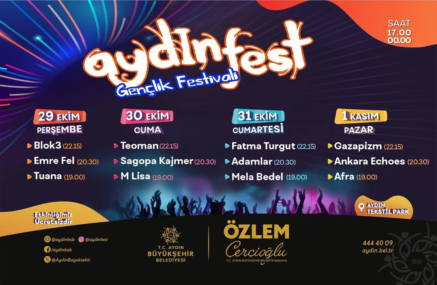 Ertelenen Aydınfest Gençlik Festivali 29 Ekim'de başlıyor, 1 Kasım'a kadar