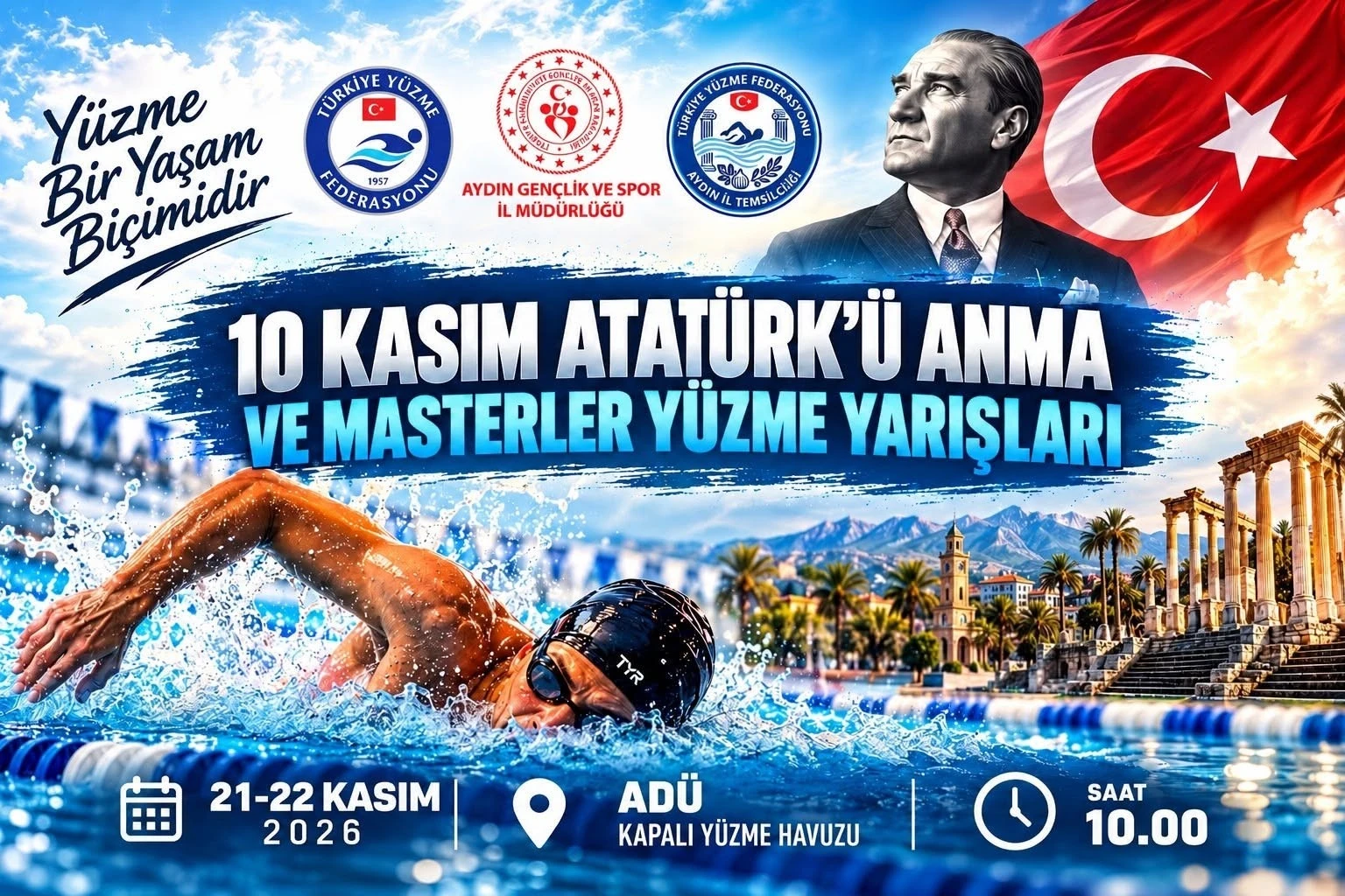 Masterler yüzücüleri Atatürk'ü anmak için Aydın'da 21-22 Kasım'da yarışacak